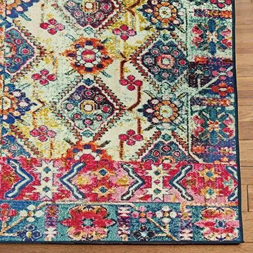 Status 3D Printed Vintage Persian Carpet Rug Runner for Bedroom/Living Area/Home with Anti Slip Backing (4X 6 Feet-Medium, Multi)-Pack of 1