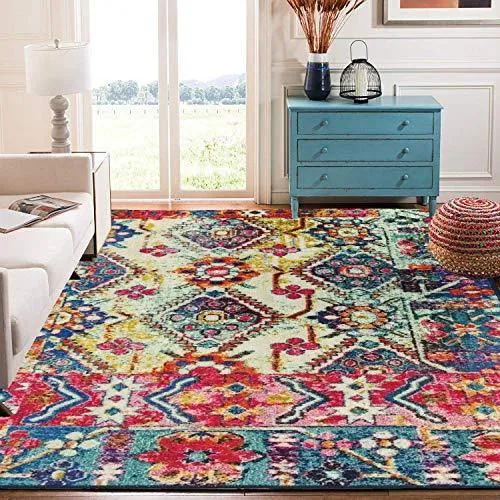 Status 3D Printed Vintage Persian Carpet Rug Runner for Bedroom/Living Area/Home with Anti Slip Backing (4X 6 Feet-Medium, Multi)-Pack of 1