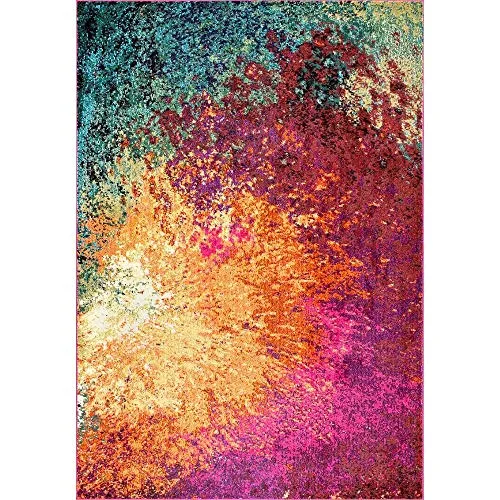 Status Contract Abstract Persian Persian Carpet Rug Runner (Multicolour, Polyester, 3 x 5 Feet )