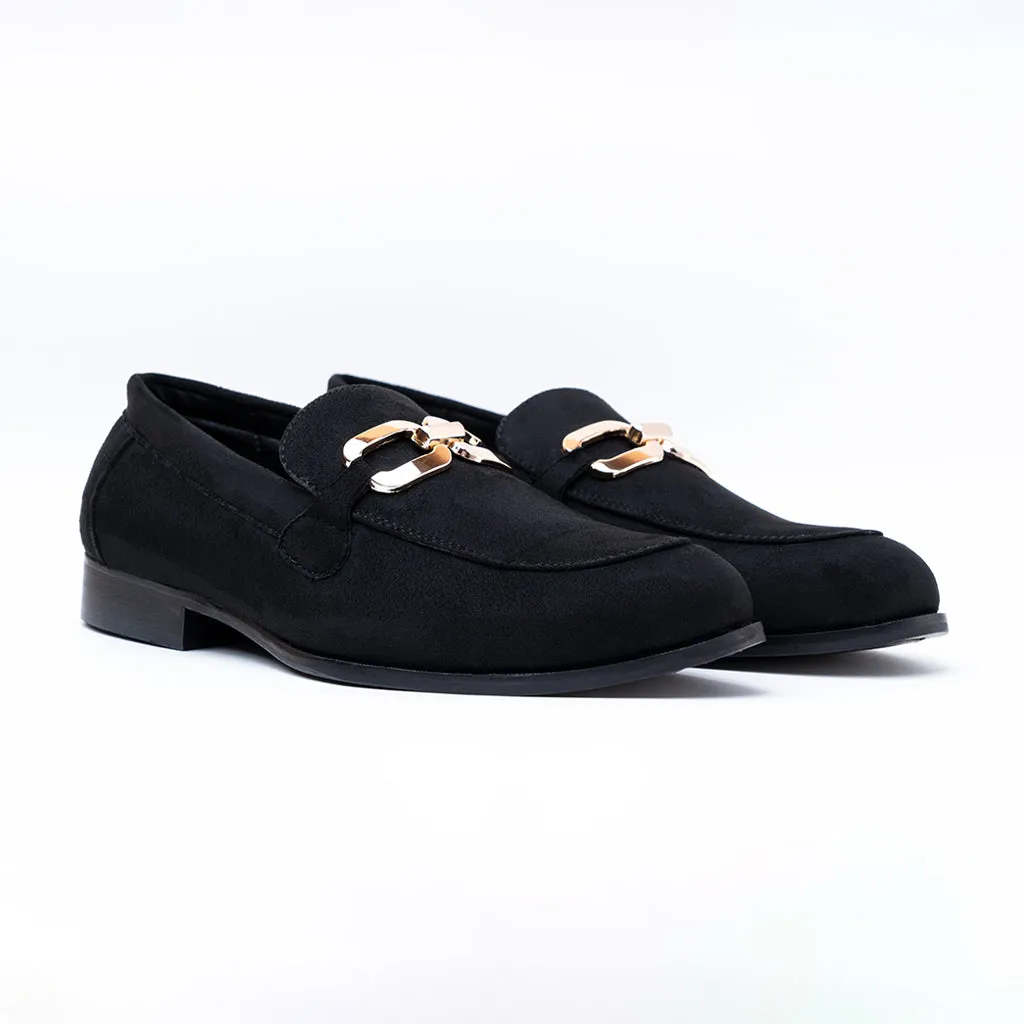 Suede loafers with buckle