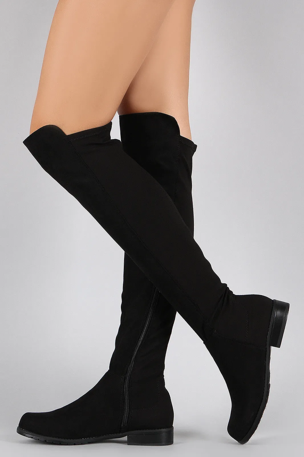 Suede Round Toe Riding Thigh High Boot