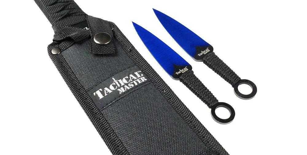 Tactical Master 27" Blue Machete Tanto Blade with 2 pcs 6" throwing knife