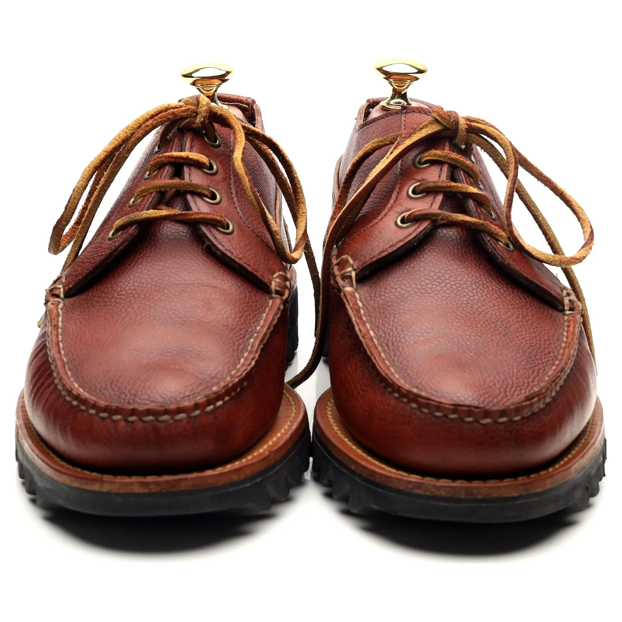 Tan Brown Leather Moc Toe Derby UK 8 US 9