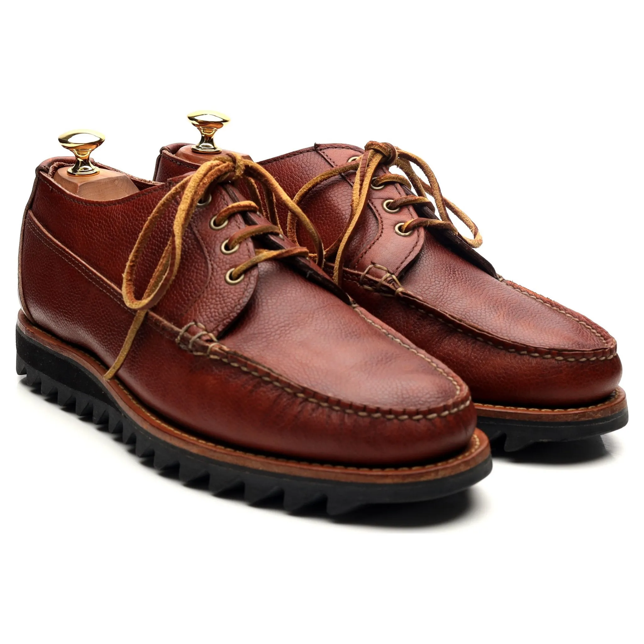 Tan Brown Leather Moc Toe Derby UK 8 US 9