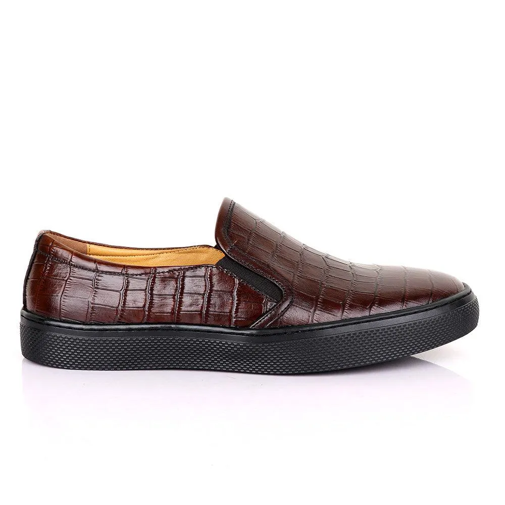 Terry Taylors Exotic Block Croc Coffee Sneaker Shoe