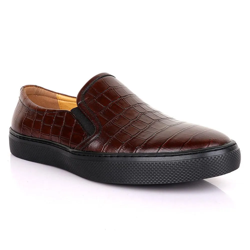 Terry Taylors Exotic Block Croc Coffee Sneaker Shoe