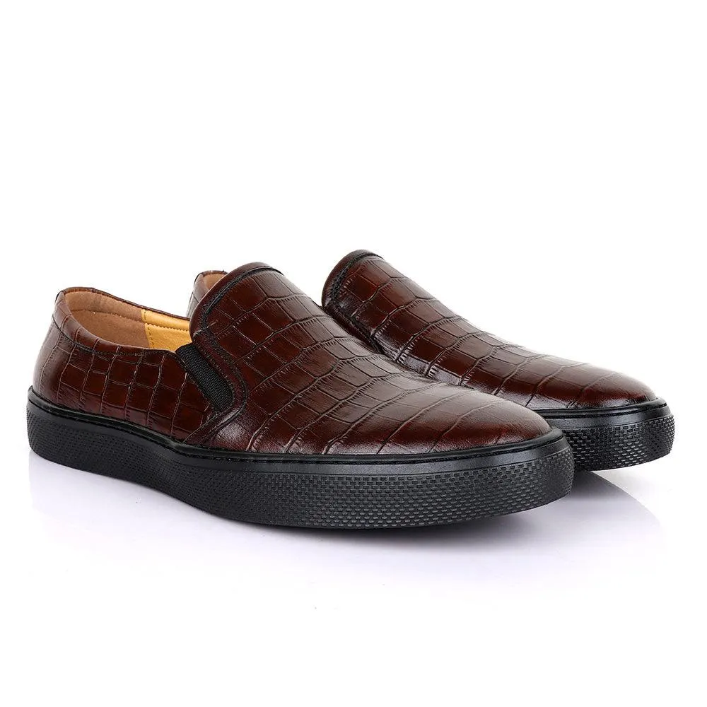 Terry Taylors Exotic Block Croc Coffee Sneaker Shoe