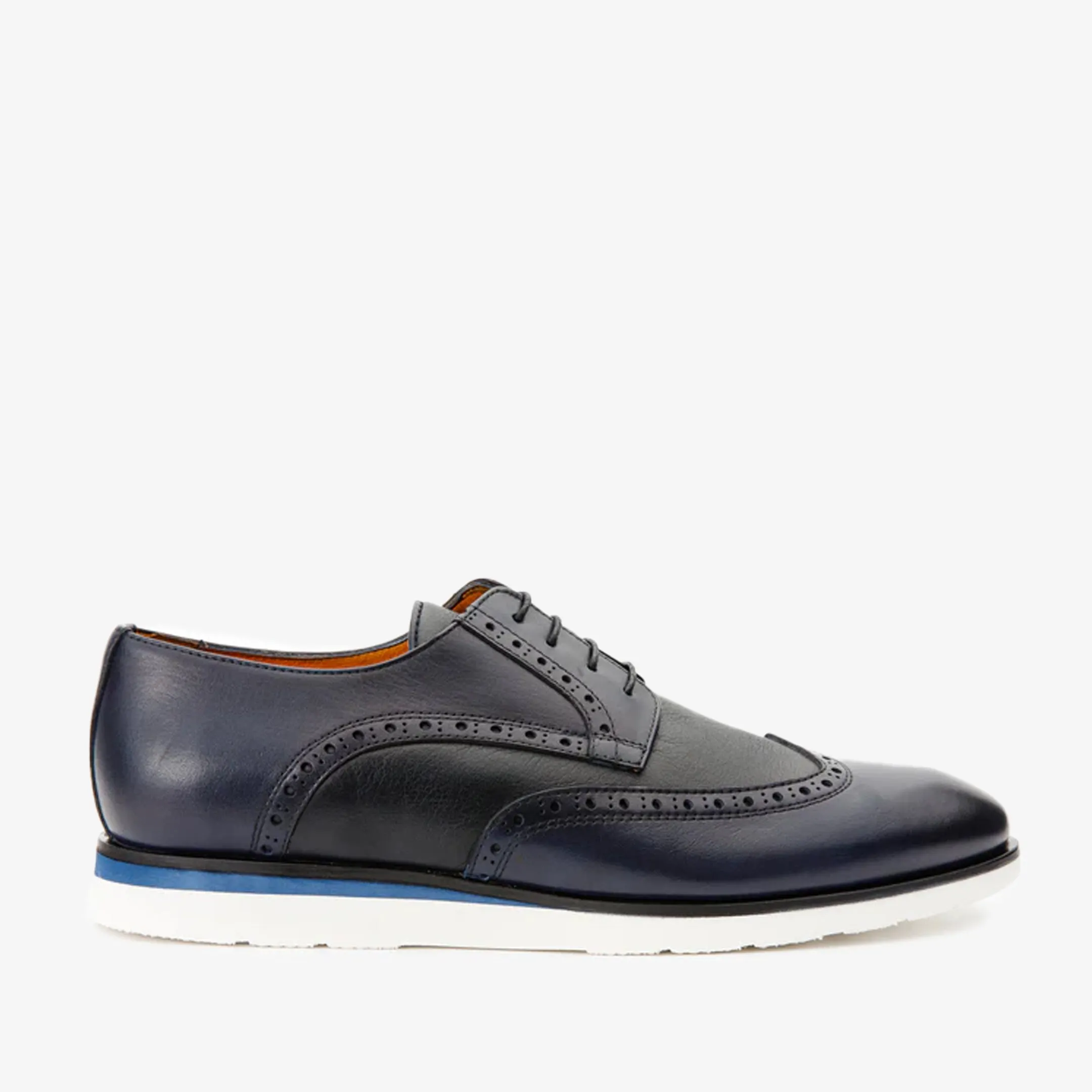 The Molise Navy Blue Wingtip Semi Brogue Derby Men Shoe