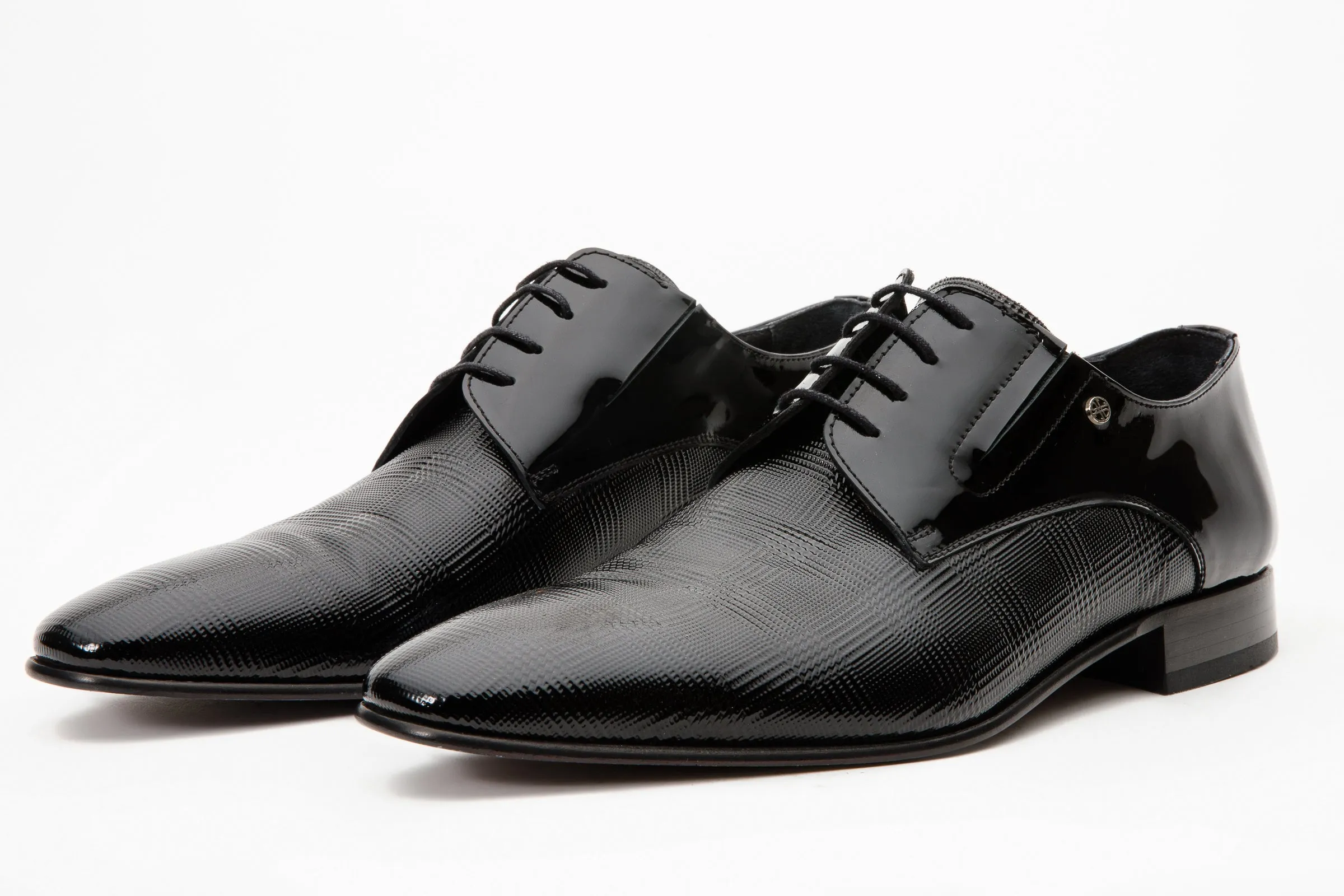 The San Severo Black Patent Leather Derby Men Shoe