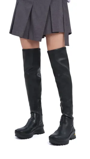 Thigh-High Faux Leather Boots