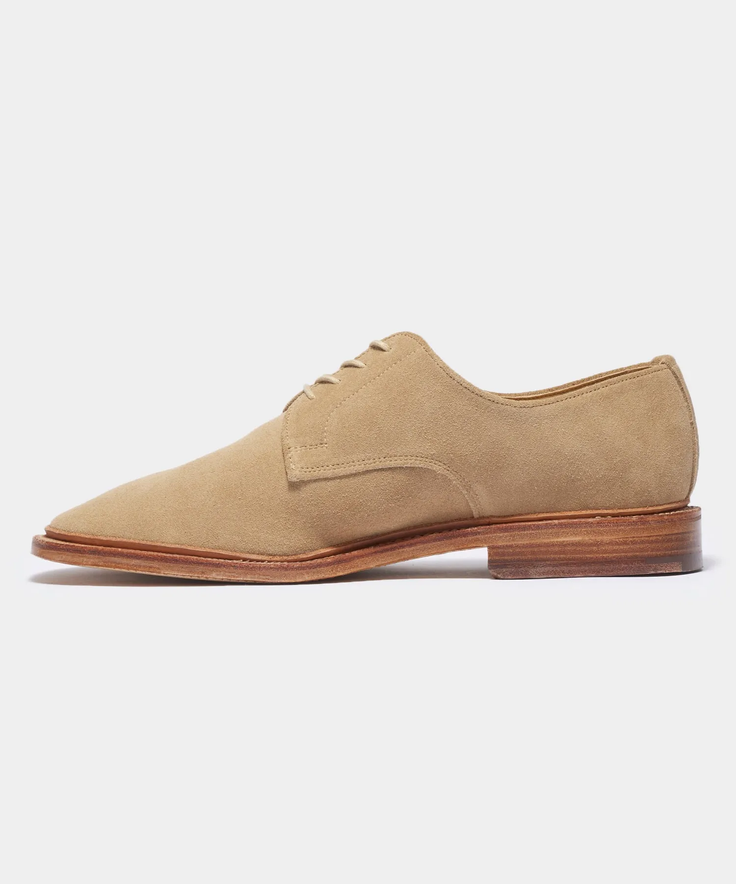 Todd Snyder x Sanders Archie Unconstructed Lace-up Derby in Milkshake Suede