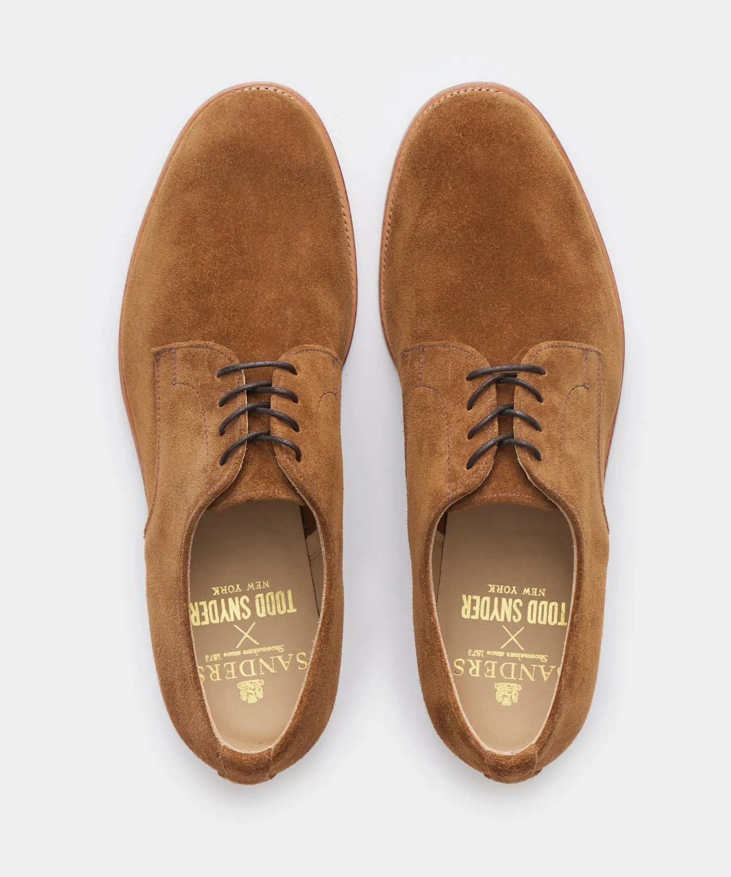 Todd Snyder x Sanders Archie Unconstructed Lace-up Derby in Tobacco Suede