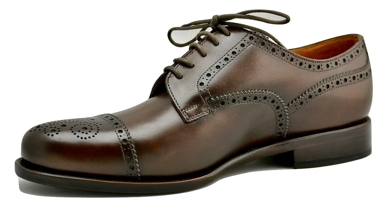 Toe cap derby brogue  | mocha | box calf