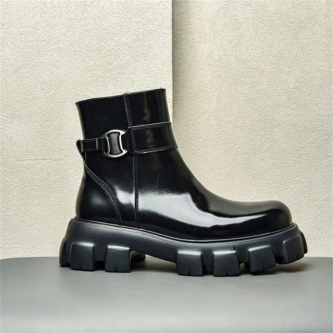 UrbanEdge Cow Leather Zipper Boots