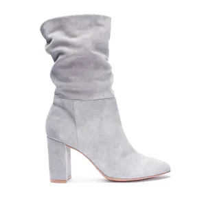 Vegan Suede Leather Slouch Kipper Boots - Cement