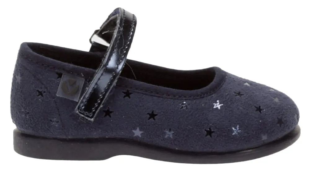 Victoria Alba Star Velvet Mary Jane Navy for Girl's