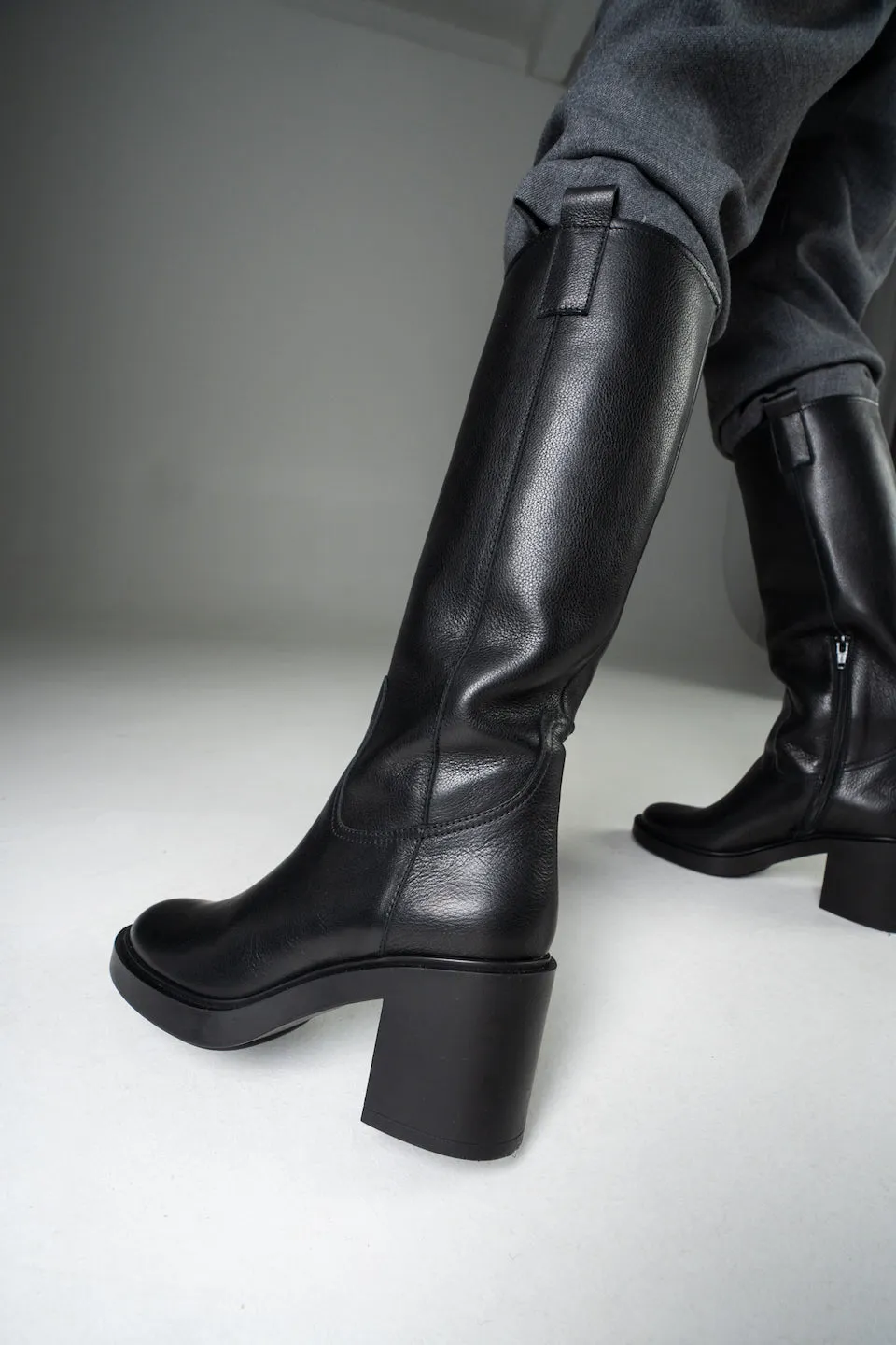 Vitello Black High Boots