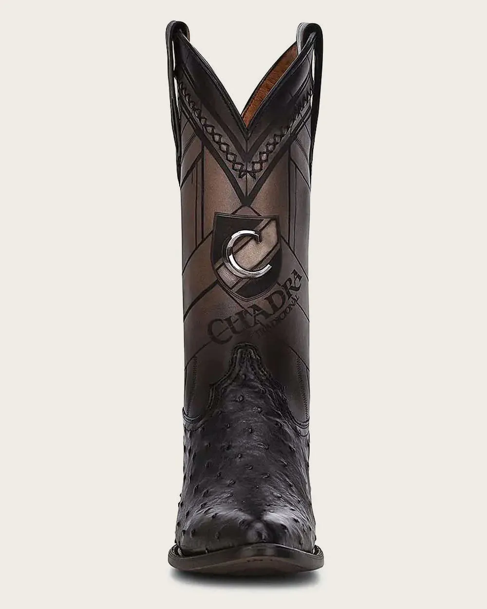 Western black ostrich boot