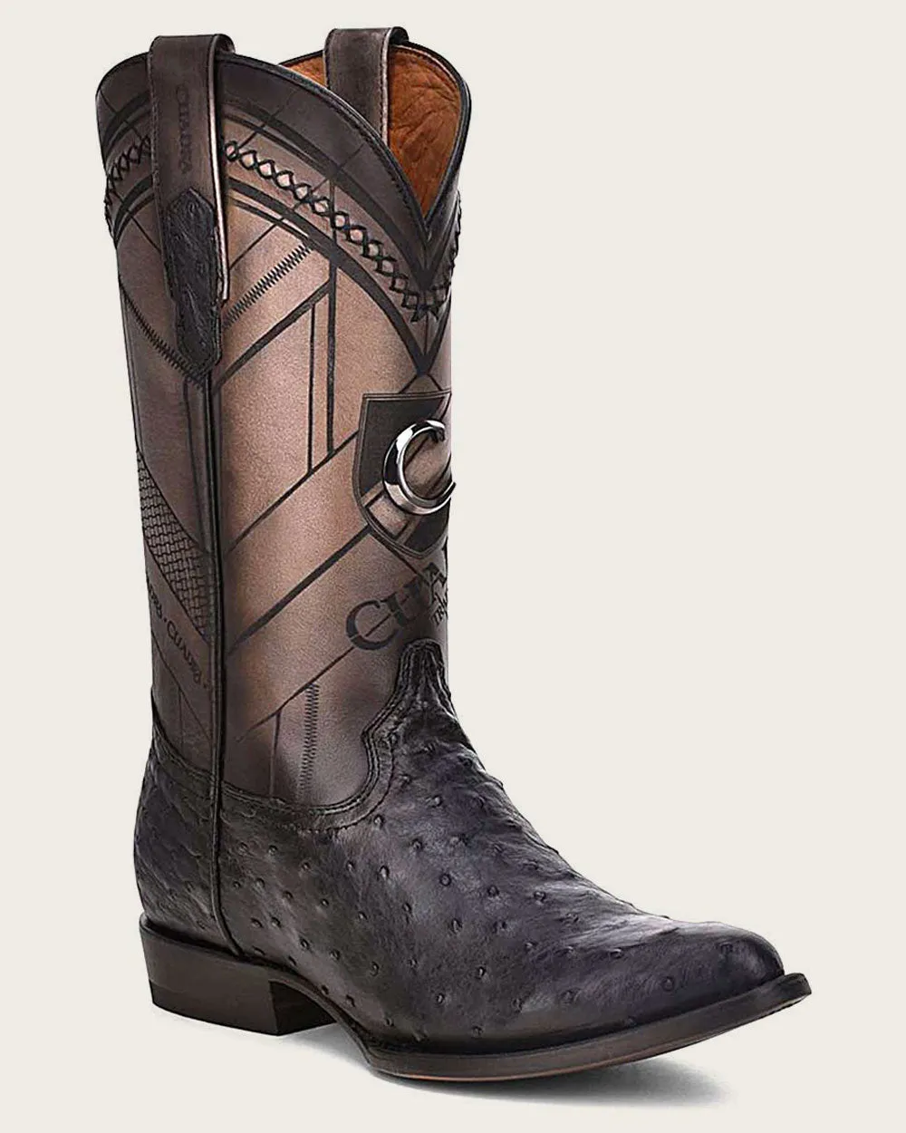 Western black ostrich boot