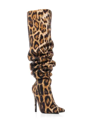 Wild Thoughts Leopard Rhinestone Slouch Boot