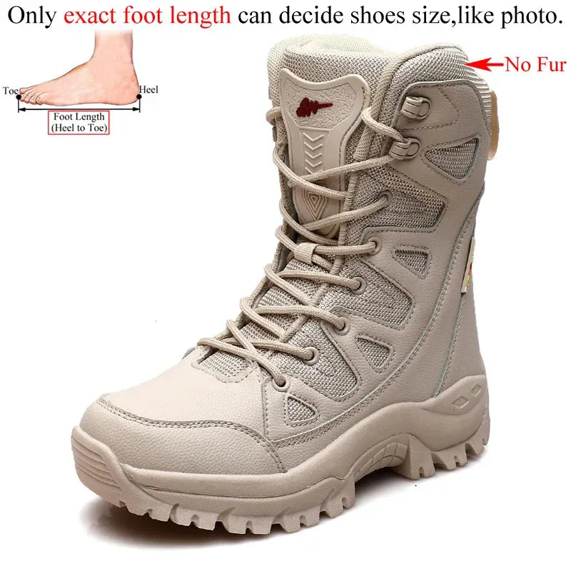 Winter Women High-Top Outdoor Plush Leather Hiking Shoes Trekking Woman Boots Mountain Sneakers Camping Tracking Treking