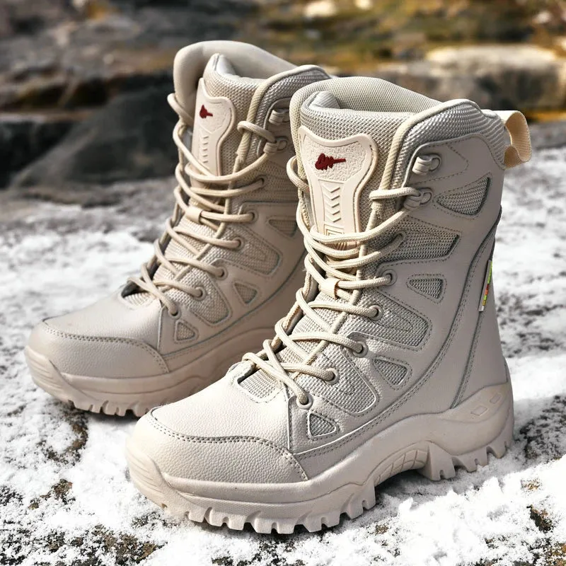 Winter Women High-Top Outdoor Plush Leather Hiking Shoes Trekking Woman Boots Mountain Sneakers Camping Tracking Treking