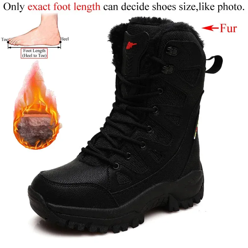 Winter Women High-Top Outdoor Plush Leather Hiking Shoes Trekking Woman Boots Mountain Sneakers Camping Tracking Treking