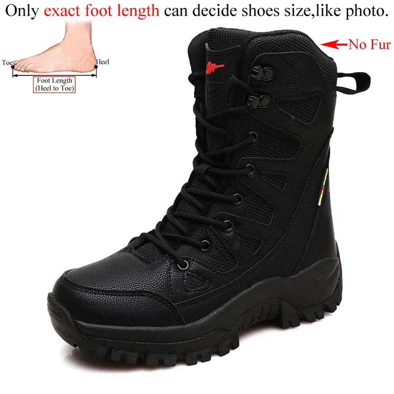 Winter Women High-Top Outdoor Plush Leather Hiking Shoes Trekking Woman Boots Mountain Sneakers Camping Tracking Treking