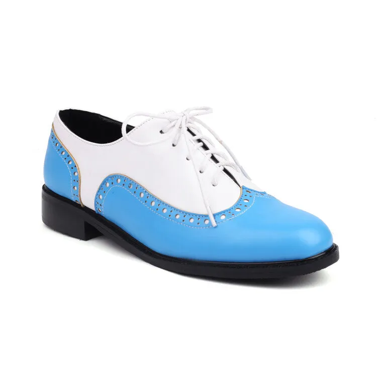 Women's Bicolor Tied Straps Flats Oxford Shoes