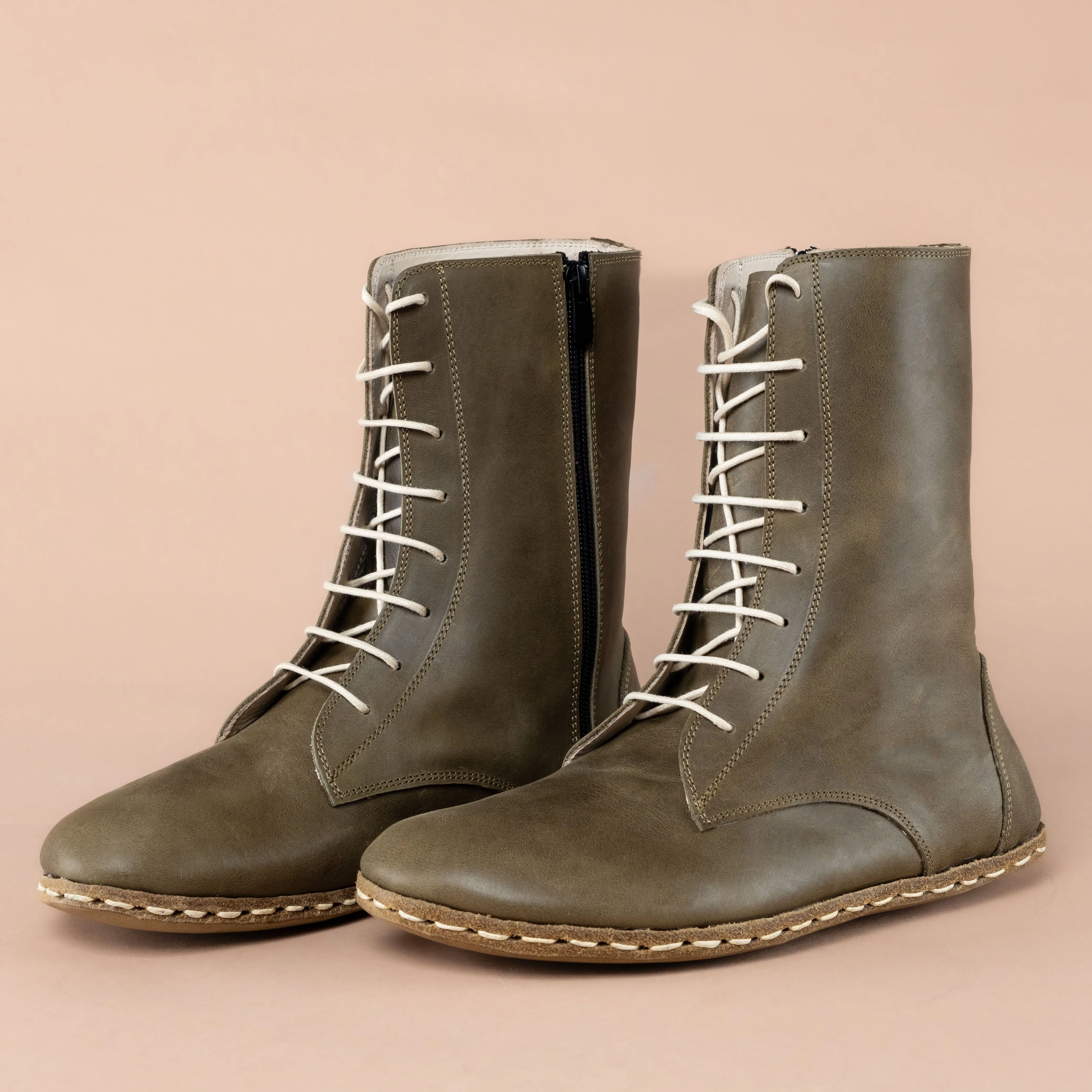 Women's Green Barefoot High Ankle Boots