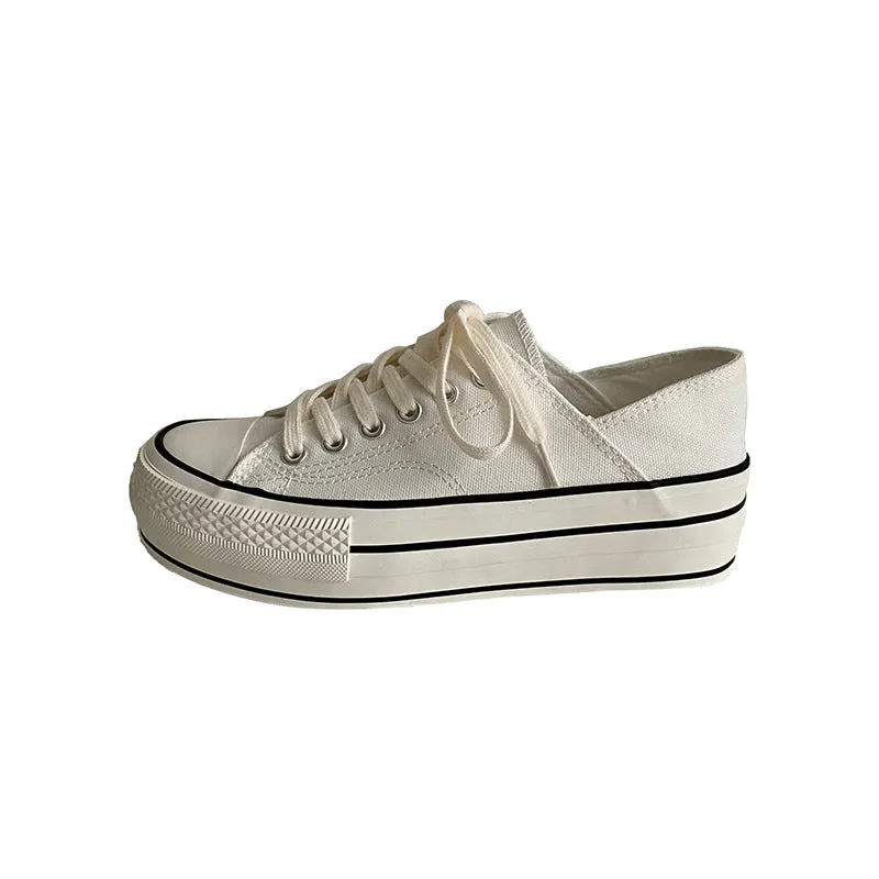 Women's Platform Color White Board Fashionable Canvas Shoes