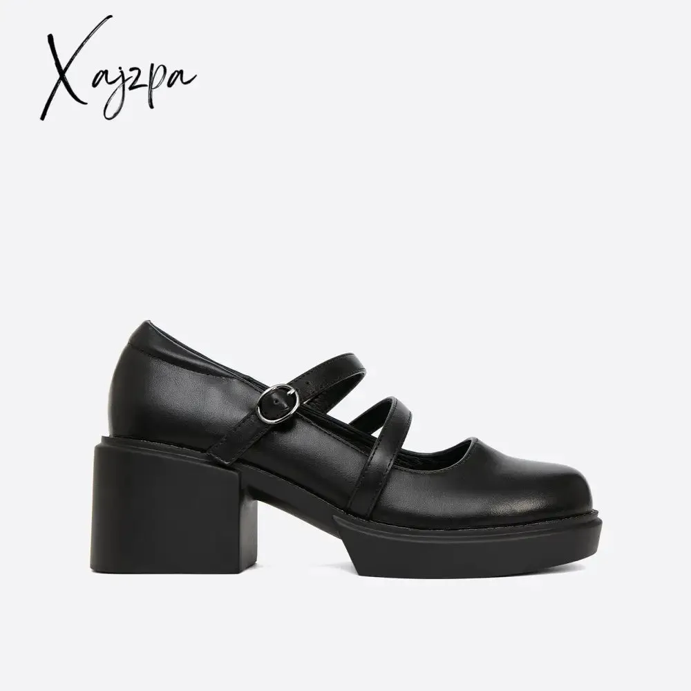 Xajzpa - Women  Commute Date Heeled Mary Janes