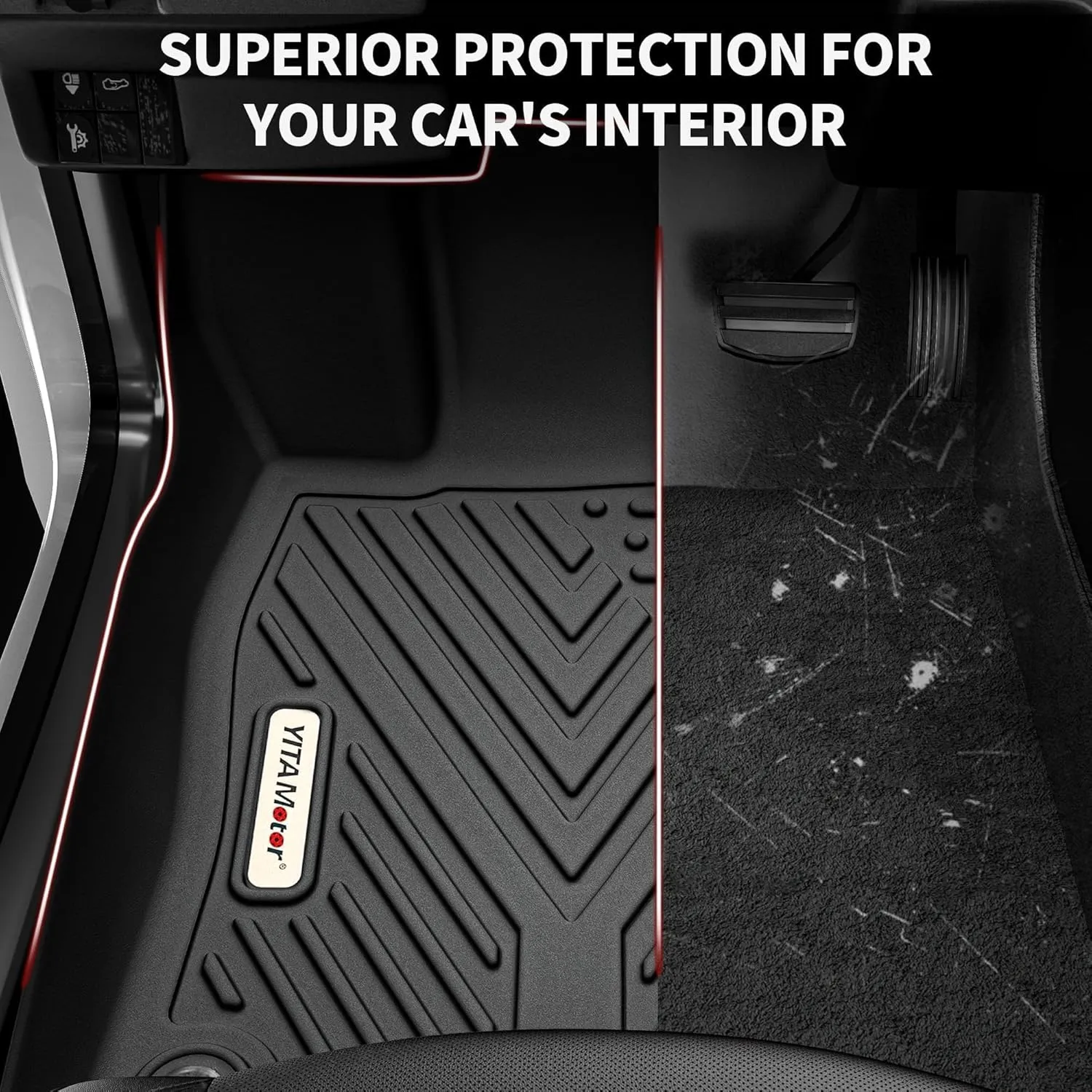 YITAMOTOR® All-Weather Floor Mats Set Fit 2021-2024 Chevrolet Suburban / 2021-2024 GMC Yukon XL 3 Row Seat Floor Mats Cargo Liners,TPE Floor Mat Set Liners, Black