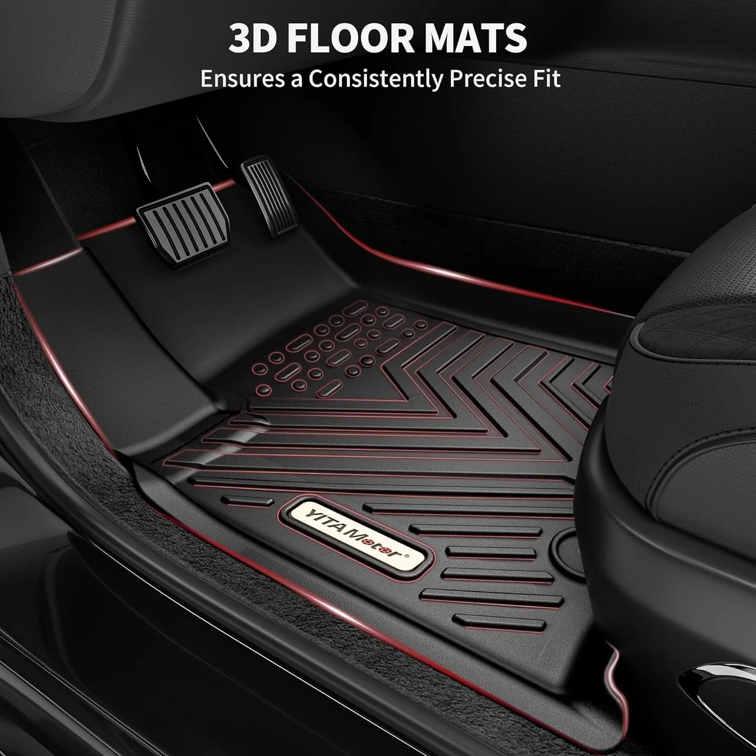 YITAMOTOR® All-Weather Floor Mats Set Fit 2021-2024 Chevrolet Suburban / 2021-2024 GMC Yukon XL 3 Row Seat Floor Mats Cargo Liners,TPE Floor Mat Set Liners, Black