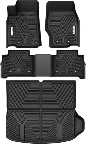 YITAMOTOR® Floor Mats & Cargo Liner for 2022-2024 Jeep Grand Cherokee (NOT for WK or Grand Cherokee L), Custom Fit TPE All Weather 1st & 2nd Rows and Trunk Full Set Mats Automotive Floor Liners, Black