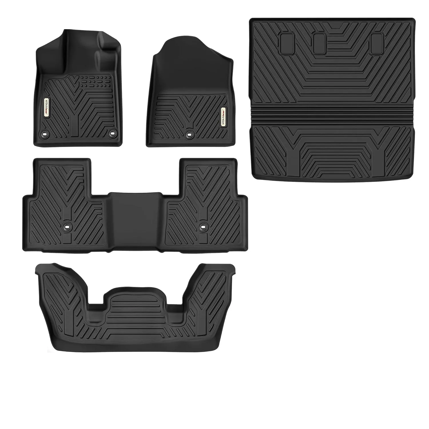 YITAMOTOR® Floor Mats & Cargo Liner for Honda Pilot 2025-2023, All-Weather Car Interior Floor Liners Honda Pilot 7/8 Passenger Full Set Automobile mats Accessories, Black