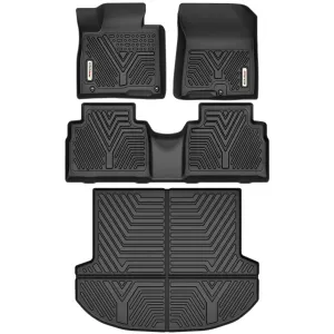 YITAMOTOR® Floor Mats Fit for 2021-2023 Hyundai Santa Fe Includes 2 Rows and Cargo Liner Set,TPE All-Weather Floor Mat Set Liners, Black