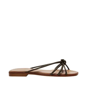 Yvette Leather Khaki Flat Sandals