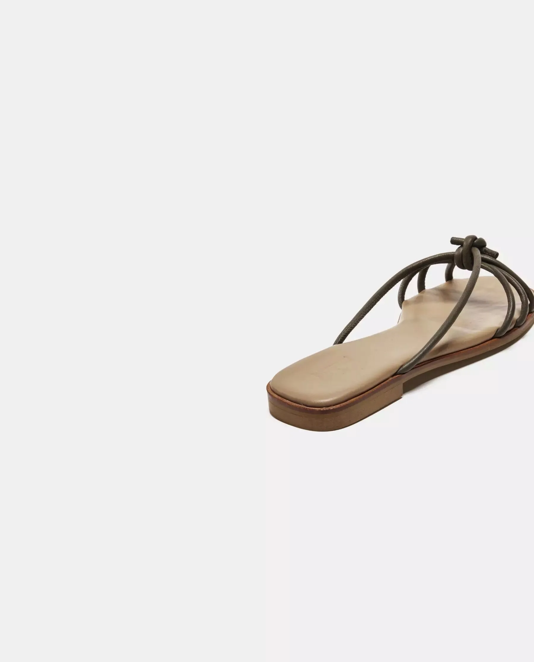 Yvette Leather Khaki Flat Sandals